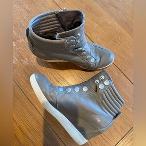 ASH high top wedge sneakers; taupe/grey color